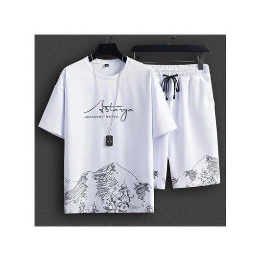 Ensemble 2 Pièces Homme - T-shirt + Short Combinaisons De Sport Et De Loisirs