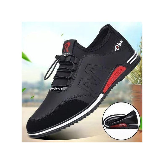 Chaussures en cuir pour hommes, sangle respirante, antidérapantes, mocassins décontractés noirs