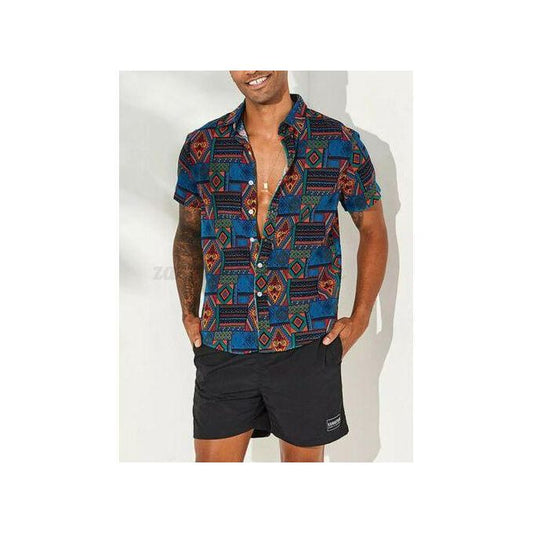 Chemises de plage hawaïennes à manches courtes vintage décontractées pour hommes - Multi