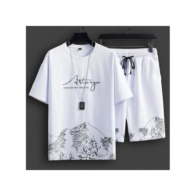 Ensemble 2 Pièces Homme - T-shirt + Short Combinaisons De Sport Et De Loisirs