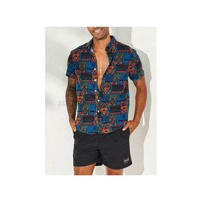 Chemises de plage hawaïennes à manches courtes vintage décontractées pour hommes - Multi